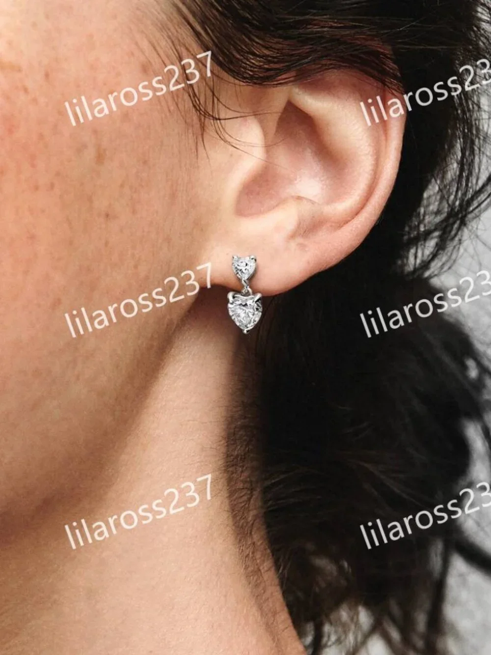 Double Heart Sparkling Stud Earrings